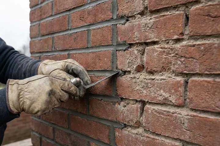 Baksteen met open voegen, gevelwerk